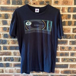 Majestic Green Bay Packers black tee, Women’s Large